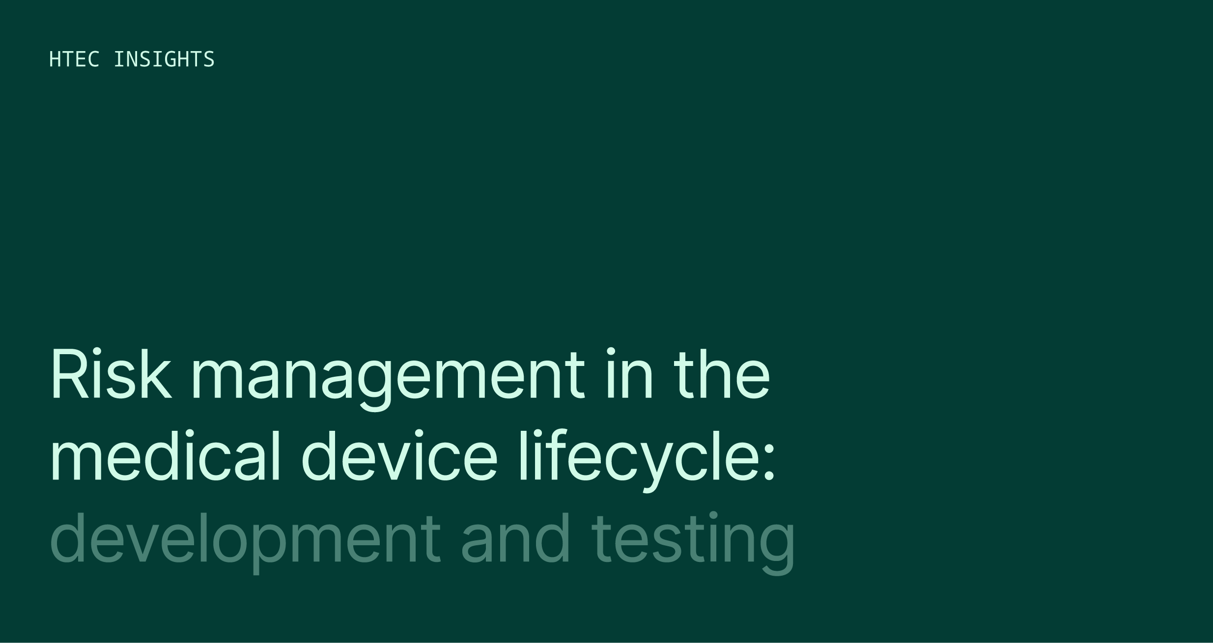 Risk Management in the Medical Device Lifecycle: Development and Testing  