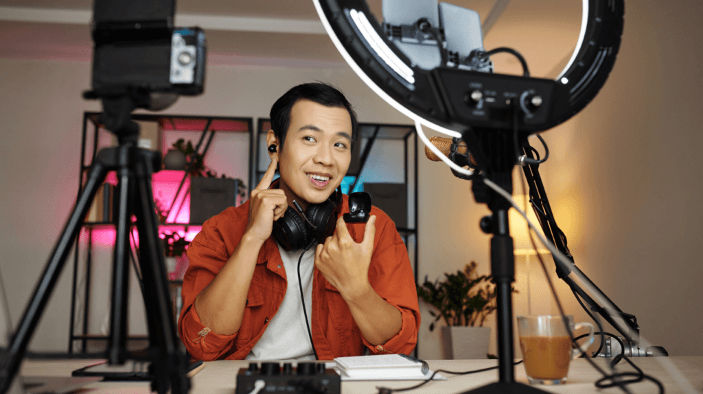 Audience Segmentation - Man looking at camera in front of ring light